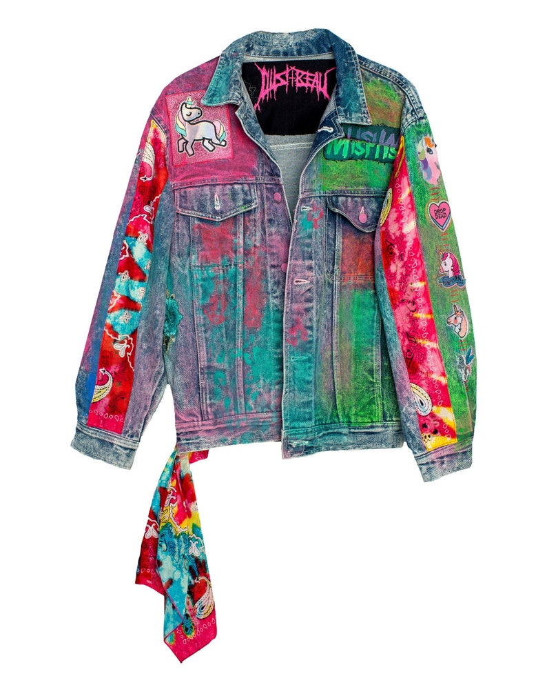 Jungle Tribe La Sparkleberry Unicorn Mix Tape Boxy Denim Jacket