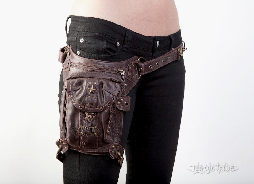 BLASTER 3.0 Black Leather Holster Hip Waist Bag Leg Bag and Shoulder Bag