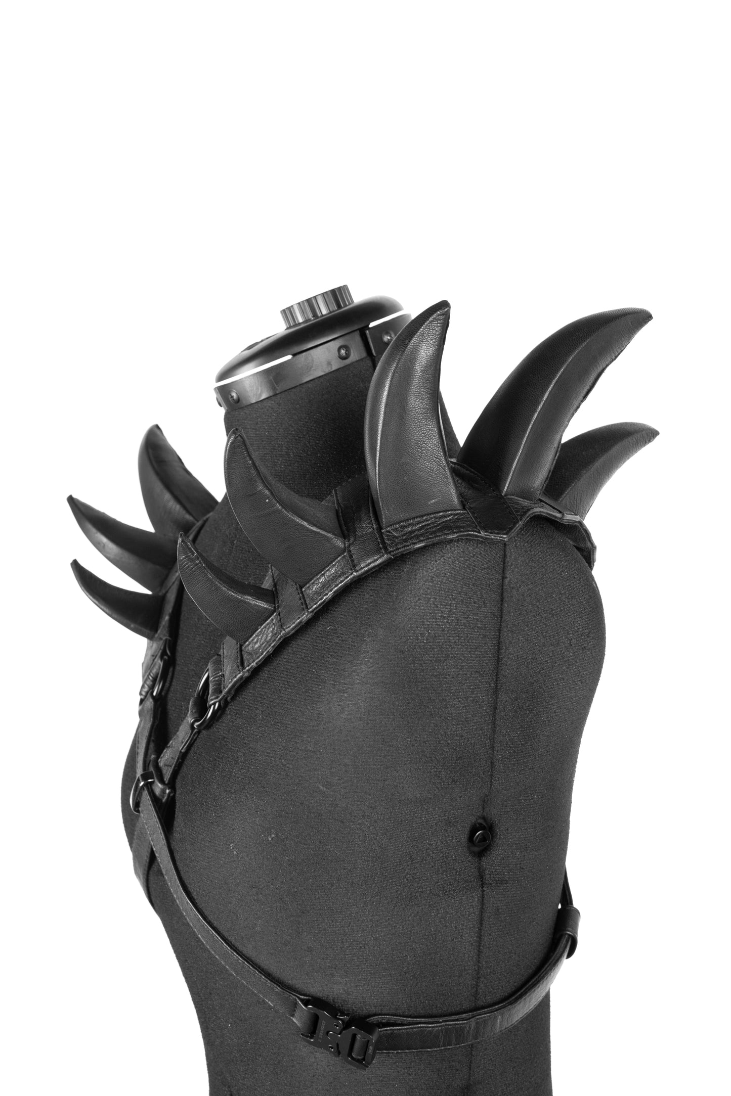 Cross Hatch Spike Leather Harness Shoulder Piece Epaulette