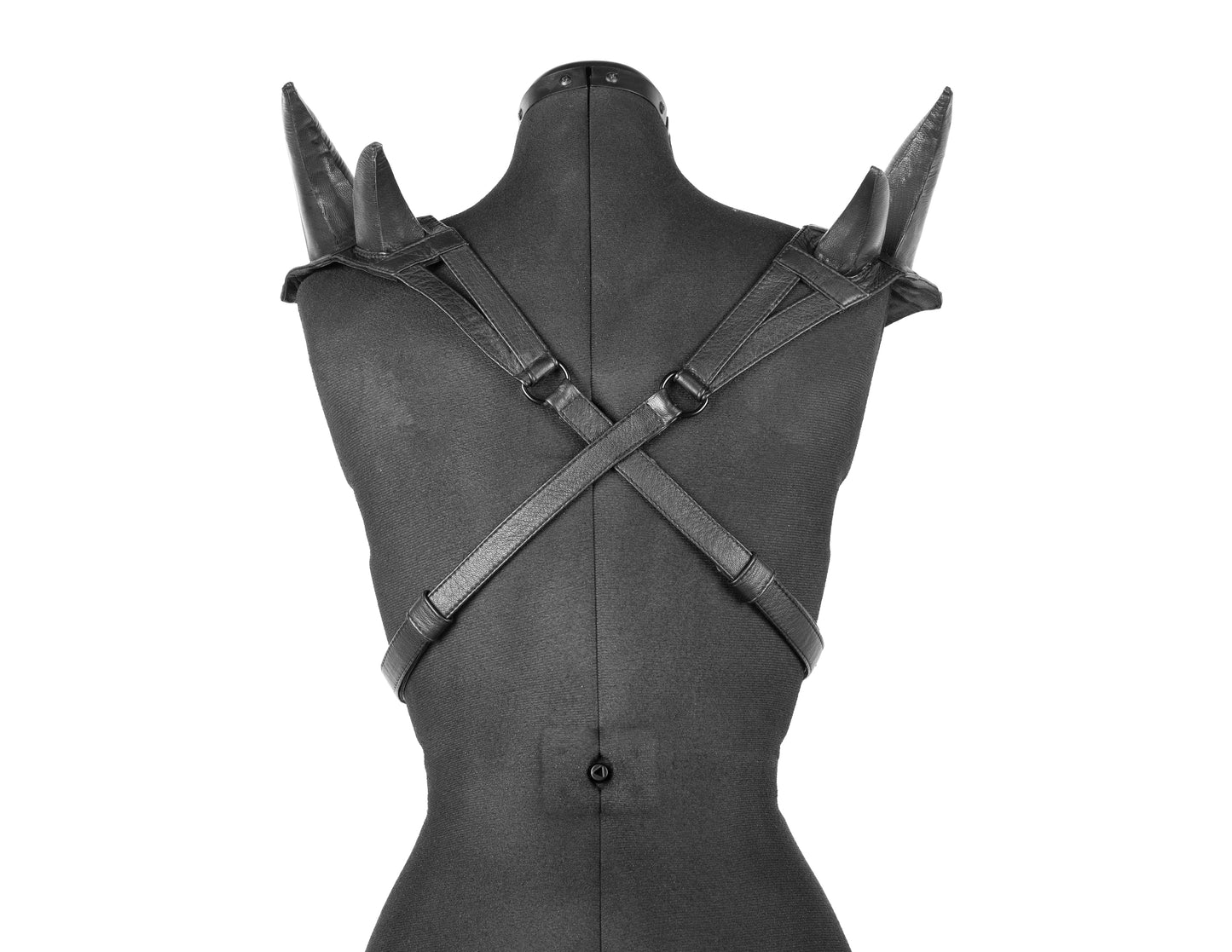 Cross Hatch Spike Leather Harness Shoulder Piece Epaulette