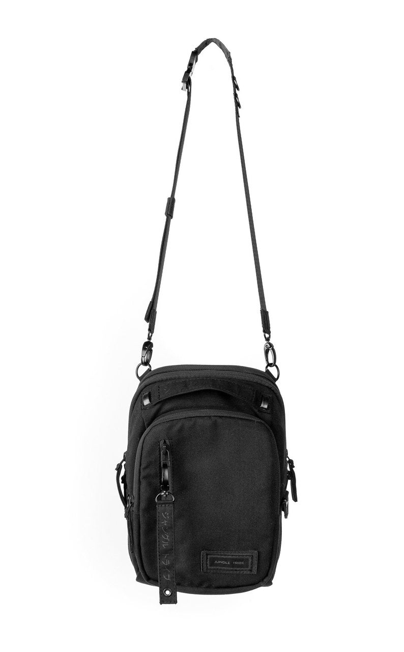 Black Mens Techwear Bag Multi-pocket Crossbody Sling Bag 