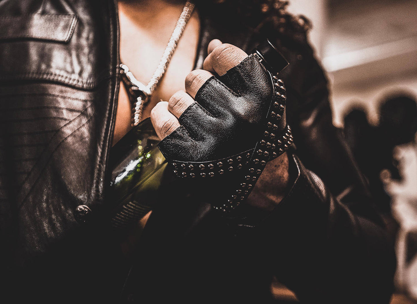Fingerless Punk Gloves Made of Leather