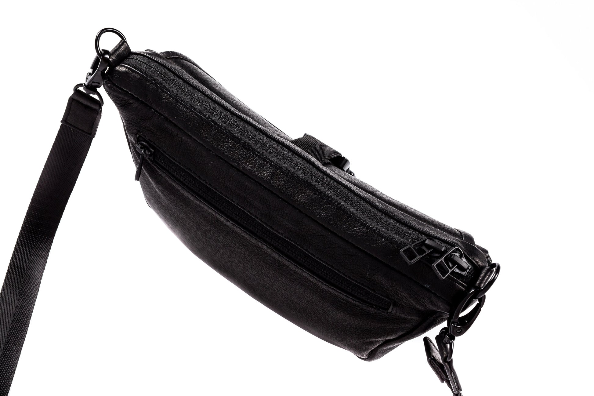 Static Edge Black Leather Tech Wear Shoulder Bag Purse and Waist Bag F –  Jungle Tribe LA