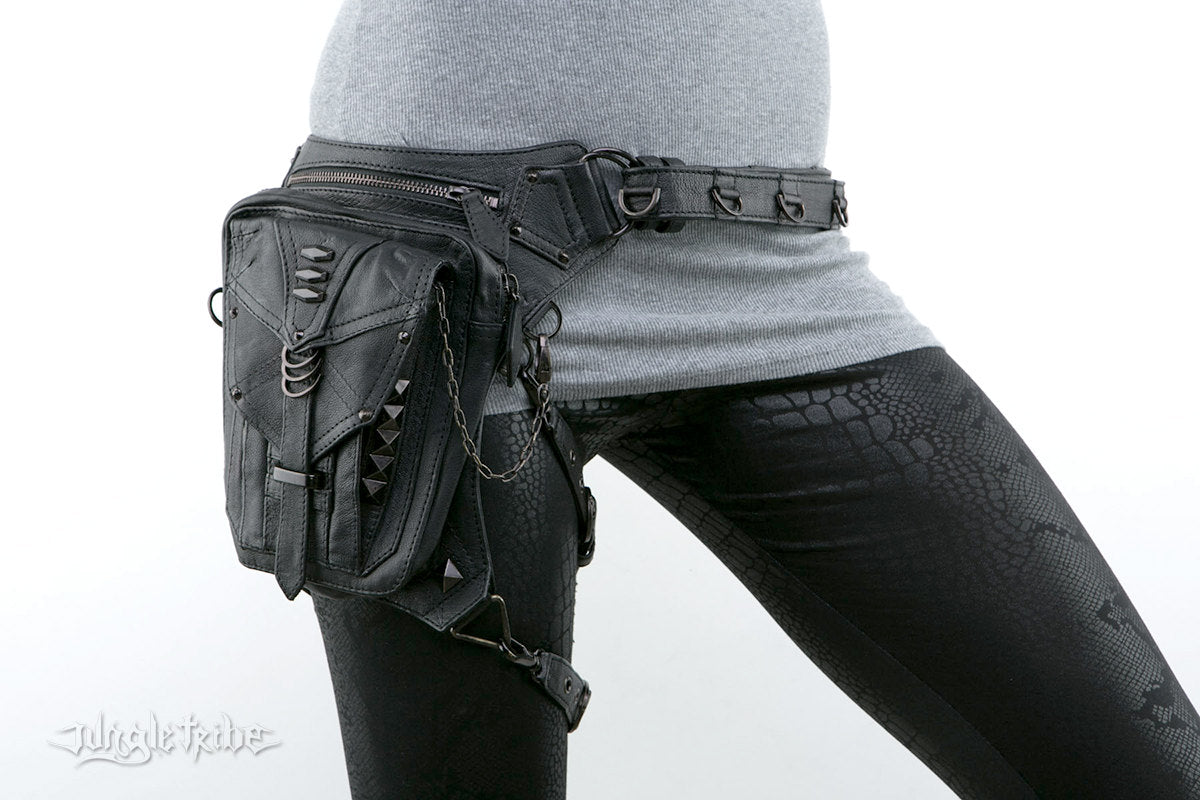 Leather Leg Holster Biker Travel Belt Leather Hip Bag 